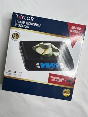 Taylor USB Rechargeable Kitchen Scale - Black with Blue Display | NWT